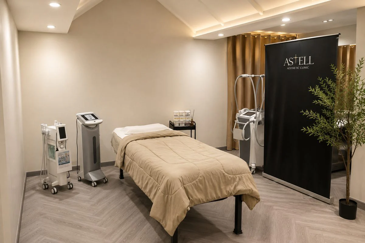 A treatment room, prepared